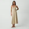 Theory Midi Dress In Textured Cotton-blend In Warm Sand