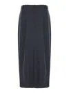 Theory Midi Grey Skirt With Slit In Wool Blend Woman In Grey
