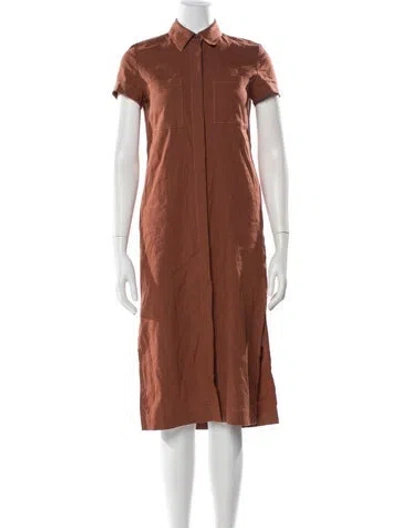 Pre-owned Theory Midi Length Dress In Brown