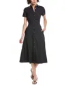 Theory Midi Linen-blend Shirt Dress In Black