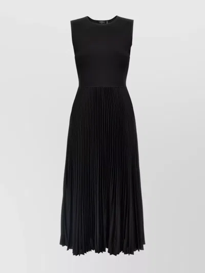THEORY 'MIDI PLEATED CREW NECK SLEEVELESS DRESS'