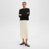 Theory Midi Pull-on Skirt In Felted Wool-cashmere In Ivory
