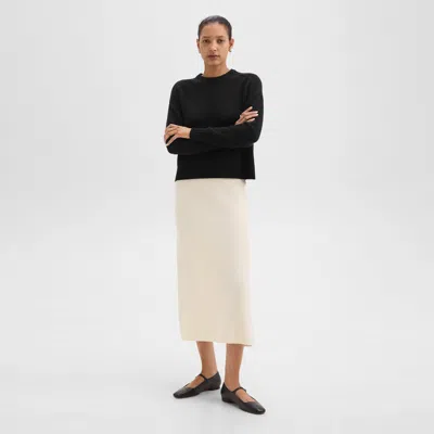 Theory Midi Pull-on Skirt In Felted Wool-cashmere In Ivory