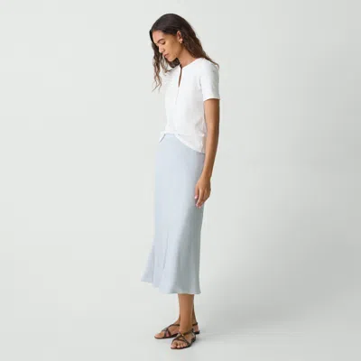 Theory Midi Pull-on Skirt In Silk Georgette In Pearl Blue