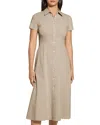 Theory Good Linen Short-sleeve Button-front Midi Shirt Dress In Soft Taupe