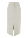 THEORY MIDI WHITE STRAIGHT SKIRT WITH FRONT SPLIT IN TRIACETATE BLEND WOMAN