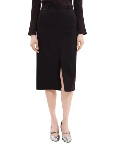 Theory Midi Wool-blend Trouser Skirt In Black