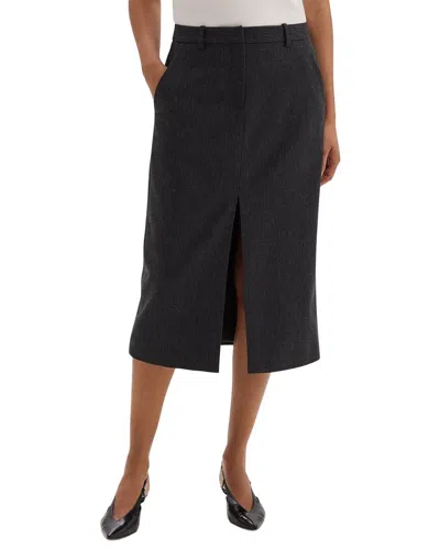 Theory Midi Wool-blend Trouser Skirt In Multi