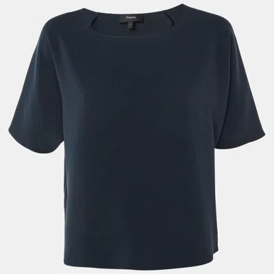 Pre-owned Theory Midnight Blue Crepe Raglan Sleeve Top S