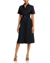 Theory Short-sleeve Military Chino Midi Dress In Black
