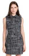 Theory Sleeveless Tweed Minidress In Black Multi