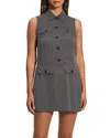 Theory Button Front Recycled Polyester Minidress In Black Multi