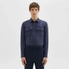 Theory Military Shirt In Fluid Twill In Baltic