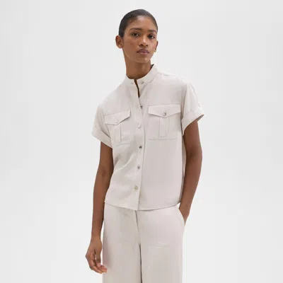 Theory Military Shirt In Fluid Twill In Brown