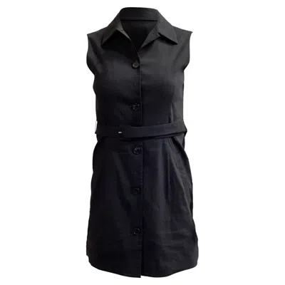 Theory Mini Dress In Black Linen
