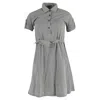 Theory Mini Gingham Print Belted Shirt Dress In Black Cotton In Black