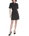 Theory Mini Linen-blend Shirt Dress In Black