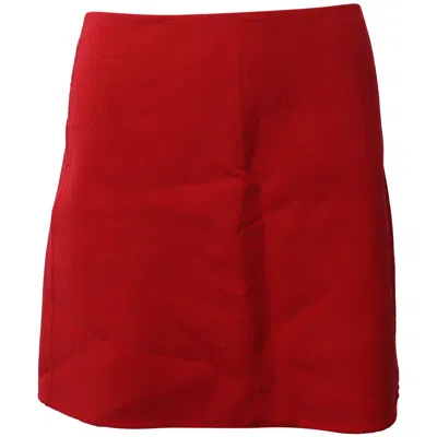Theory Mini Pencil Skirt In Red Wool