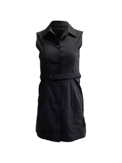 Pre-owned Theory Mini Pleated Shirtdress In Black