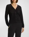 Theory Mini Pointelle Stitch Crepe Cardigan In Black