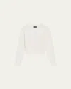 Theory Mini Pointelle Stitch Long-sleeve Pullover Top In White