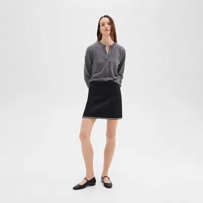 Theory Mini Skirt In Felted Wool-cashmere In Black Multi