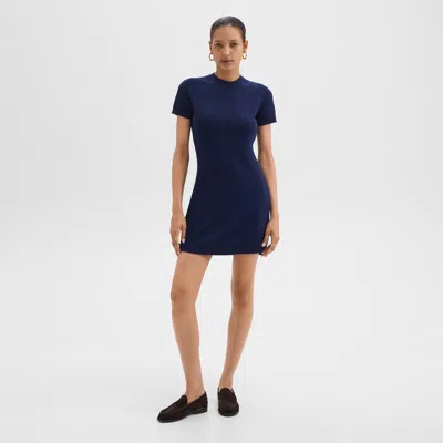 Theory Mini Sweater Dress In Felted Wool-cashmere In Dark Denim