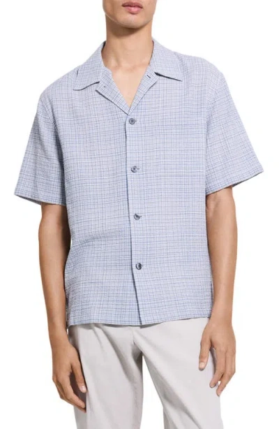 Theory Daze Stretch Cotton Camp Shirt In Gray