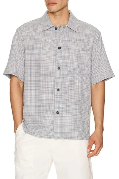 Theory Mini Texture Check Shirt In Gray