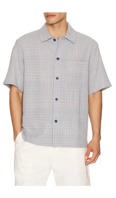 Theory Mini Texture Check Shirt In Gray