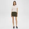 Theory Mini Trouser Skirt In Organic Cotton In Dark Olive