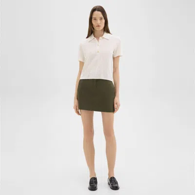 Theory Mini Trouser Skirt In Organic Cotton In Dark Olive