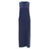 Theory Minimal Classic Round Neck Midi Shift Dress In Blue
