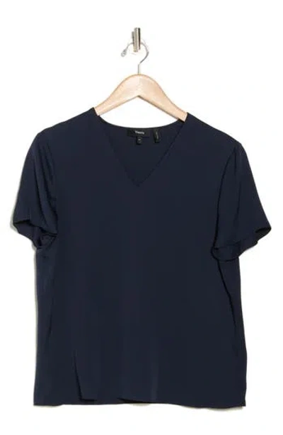 Theory Minimal Silk V-neck T-shirt In Nocturnal