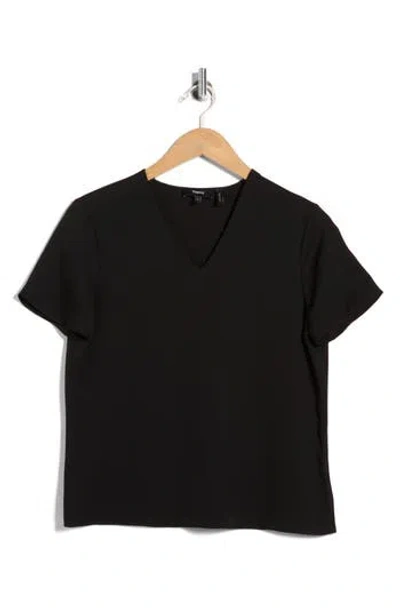 Theory Minimal V-neck Silk T-shirt In Black