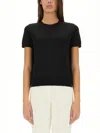 Theory Minimalist Black Knitted Top With Short Sleeves In Black