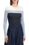 THEORY THEORY MIRZI COLORBLOCK SILK RIB CREWNECK SWEATER