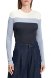 Theory Mirzi Colorblock Silk Rib Crewneck Sweater In Dnmmelmlt