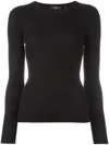 Theory Slim-fit Wool-blend Pullover Sweater In Black