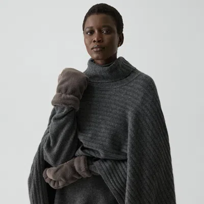 Theory Mittens In Faux Fur In Gray