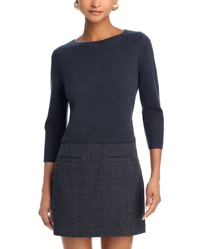 Theory Mixed Media Dress In Charcoal Melange
