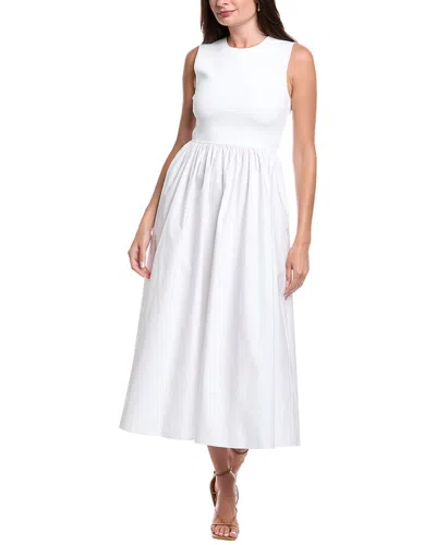 THEORY MIXED MEDIA MIDI DRESS