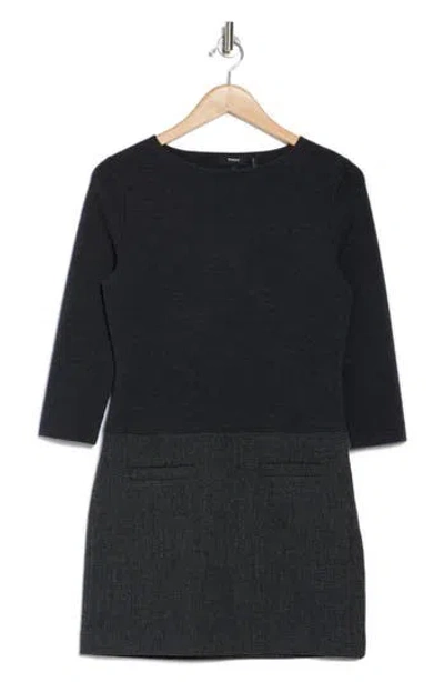Theory Mixed Media Sheath Minidress In Charcoal Melange - A08