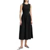 Theory Stretch-knit And Cotton-blend Poplin Midi Dress In Black - 001