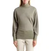 Theory Mixed Media Turtleneck Top In Pale Green/army