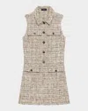 Theory Mixed Tweed Military Mini Dress In Wheat Multi