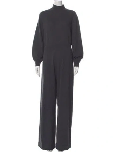 Pre-owned Theory Mock Neck Jumpsuit In Gray
