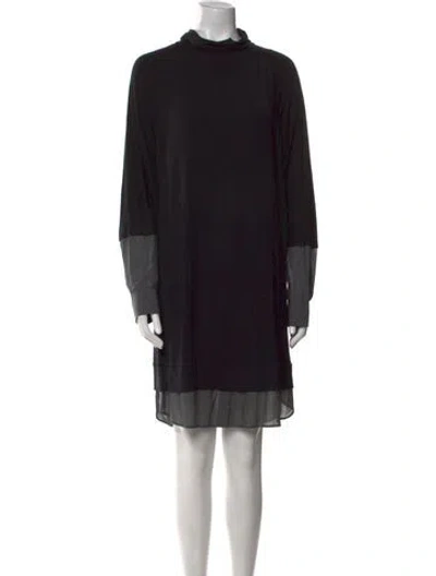 Pre-owned Theory Mock Neck Knee-length Dress In Black