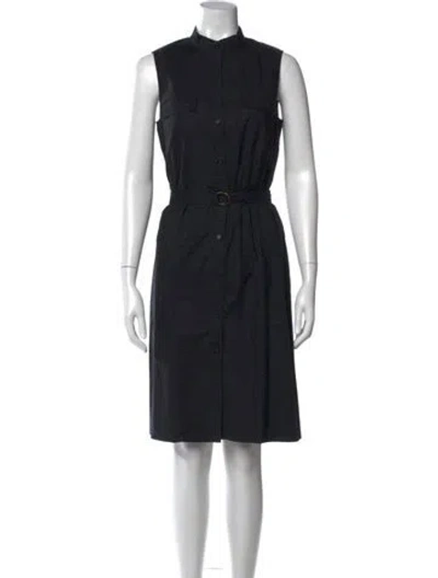Pre-owned Theory Mock Neck Knee-length Dress In Black