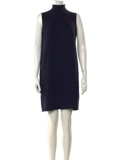 Pre-owned Theory Mock Neck Knee-length Dress In Blue